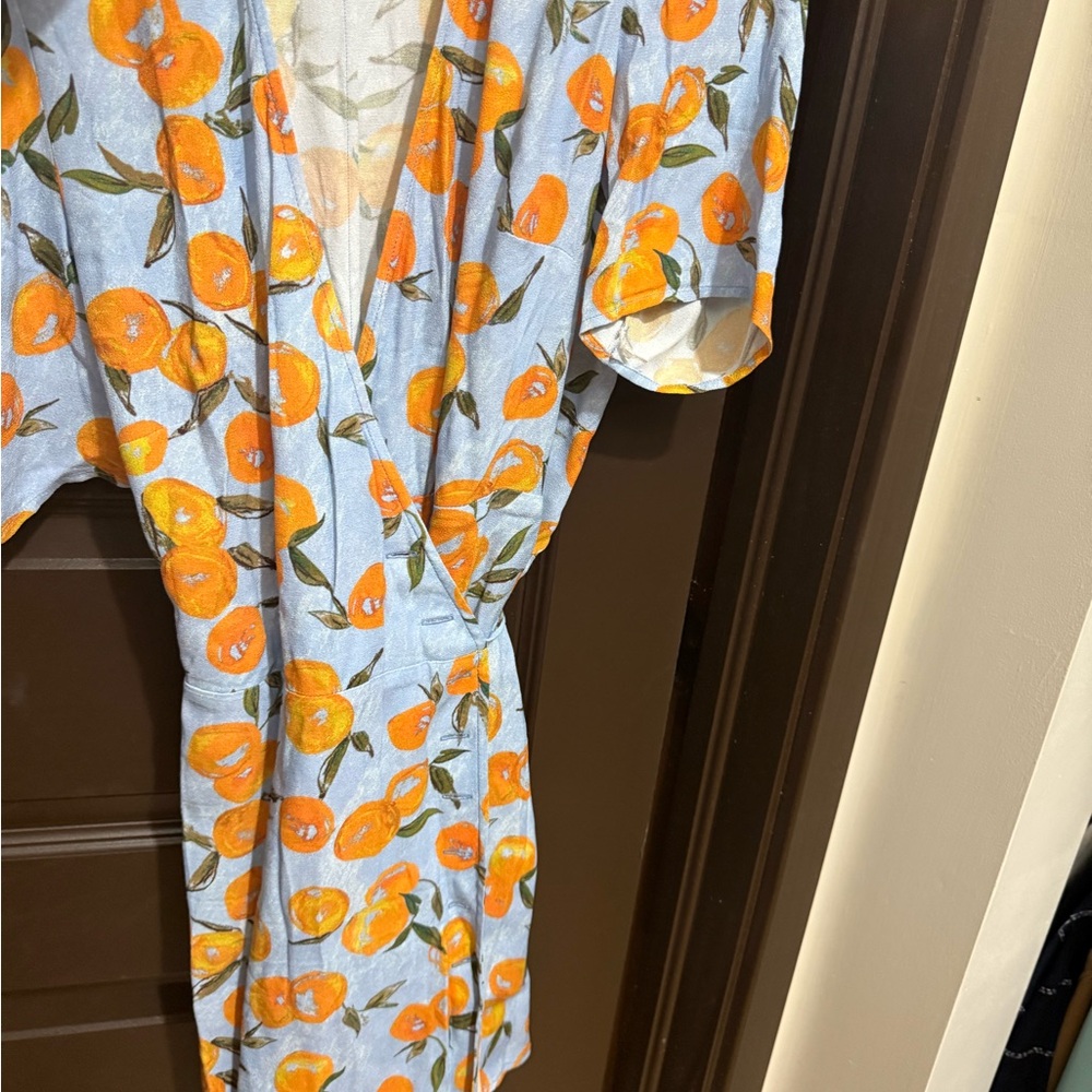 Rouje Gabin Blue and Orange Floral Wrap Dress